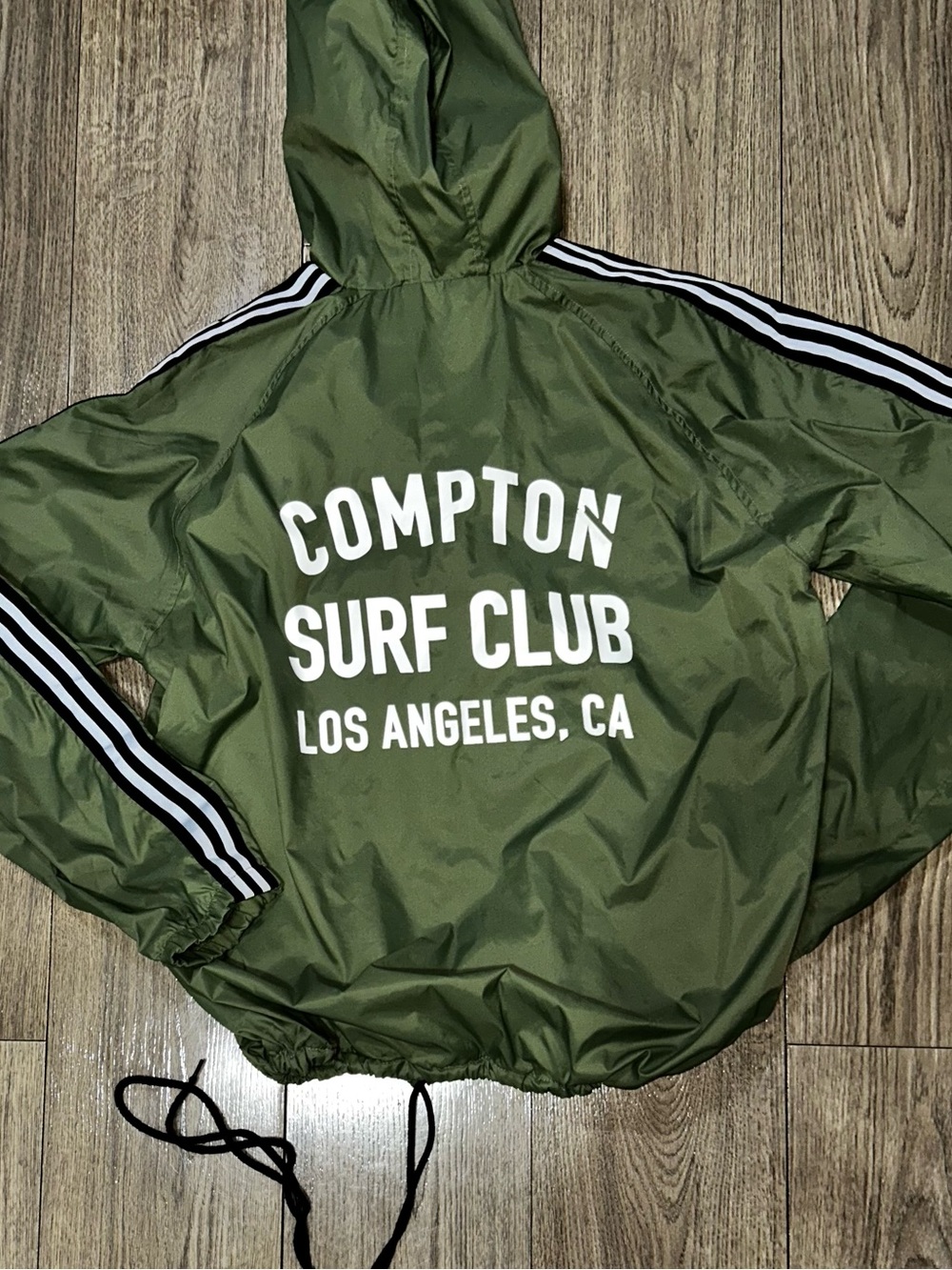 MATIX LOS ANGELES COMPTON SURF CLUB Khaki Windbreaker Hooded Jacket Sz L